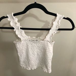 White ruched tank top